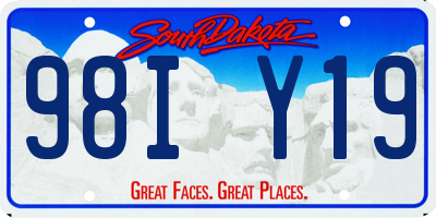 SD license plate 98IY19