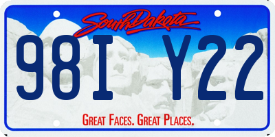 SD license plate 98IY22
