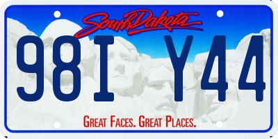 SD license plate 98IY44