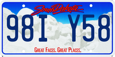 SD license plate 98IY58