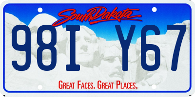 SD license plate 98IY67