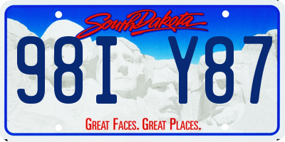 SD license plate 98IY87