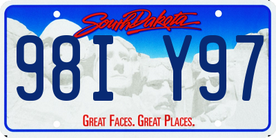 SD license plate 98IY97