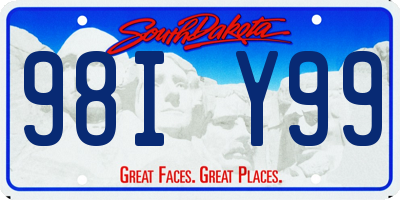 SD license plate 98IY99