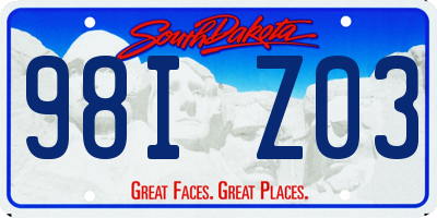 SD license plate 98IZ03