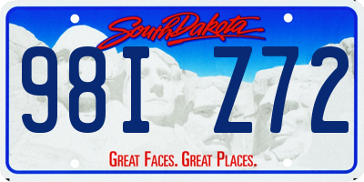 SD license plate 98IZ72