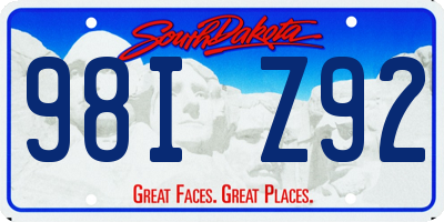 SD license plate 98IZ92