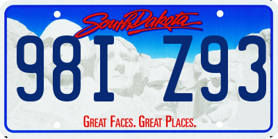 SD license plate 98IZ93