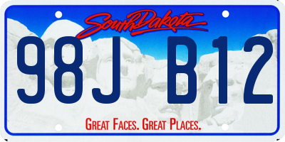 SD license plate 98JB12