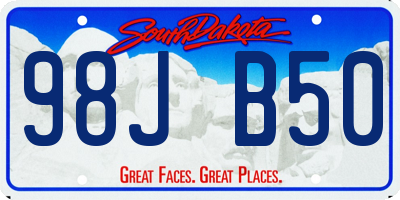 SD license plate 98JB50