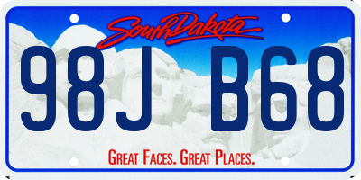 SD license plate 98JB68