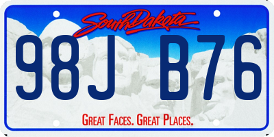 SD license plate 98JB76