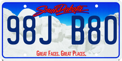 SD license plate 98JB80