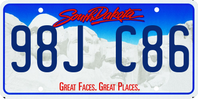 SD license plate 98JC86