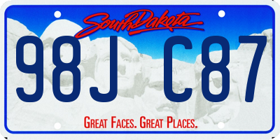 SD license plate 98JC87