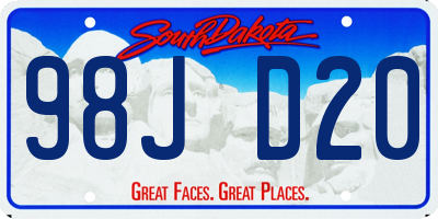 SD license plate 98JD20