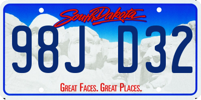 SD license plate 98JD32