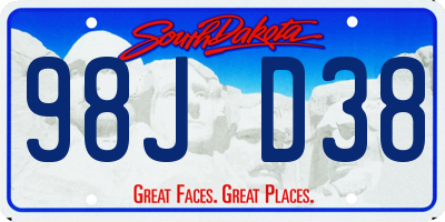 SD license plate 98JD38