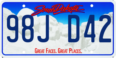 SD license plate 98JD42