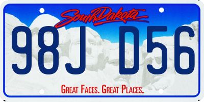 SD license plate 98JD56
