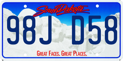 SD license plate 98JD58