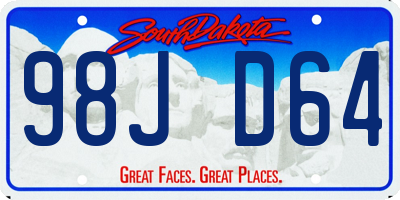 SD license plate 98JD64