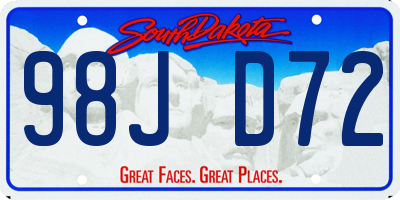 SD license plate 98JD72