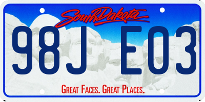 SD license plate 98JE03