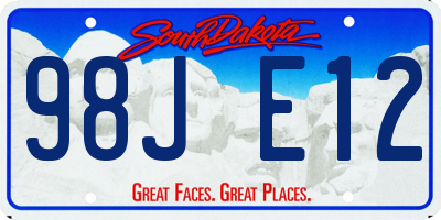 SD license plate 98JE12