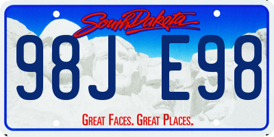 SD license plate 98JE98