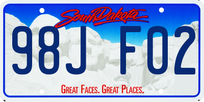 SD license plate 98JF02