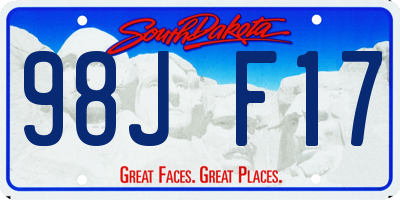 SD license plate 98JF17