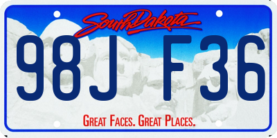 SD license plate 98JF36