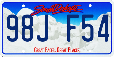SD license plate 98JF54