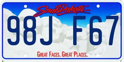 SD license plate 98JF67