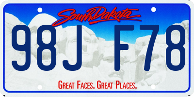 SD license plate 98JF78