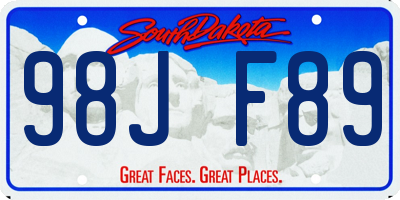 SD license plate 98JF89
