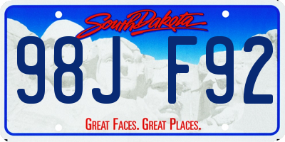SD license plate 98JF92