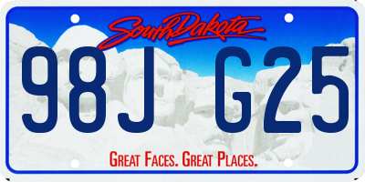 SD license plate 98JG25