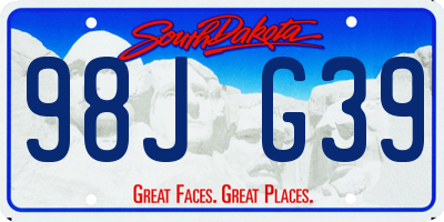 SD license plate 98JG39