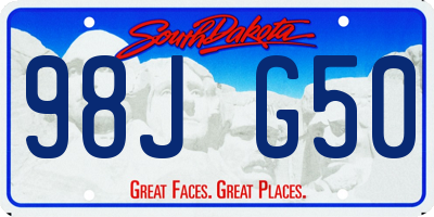 SD license plate 98JG50