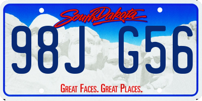 SD license plate 98JG56