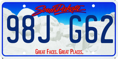 SD license plate 98JG62