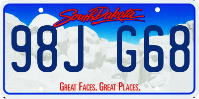 SD license plate 98JG68