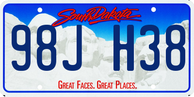 SD license plate 98JH38