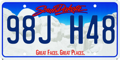 SD license plate 98JH48