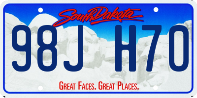 SD license plate 98JH70