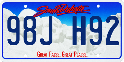 SD license plate 98JH92