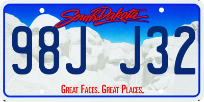 SD license plate 98JJ32