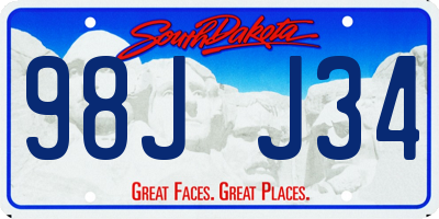SD license plate 98JJ34